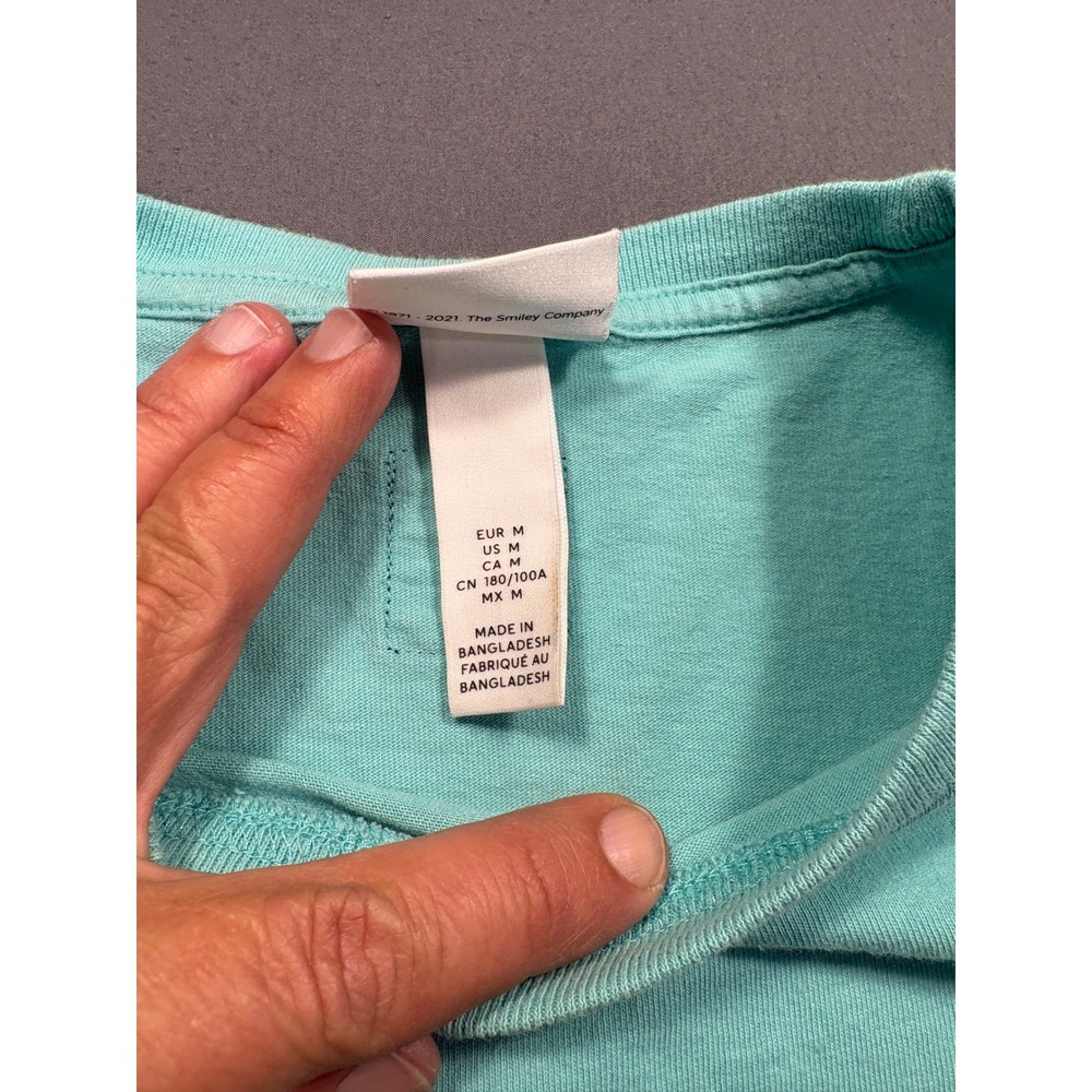 Smiley x HM The Original Smiley Graphic T-Shirt Teal Turquoise Womens Medium - Picture 9 of 9